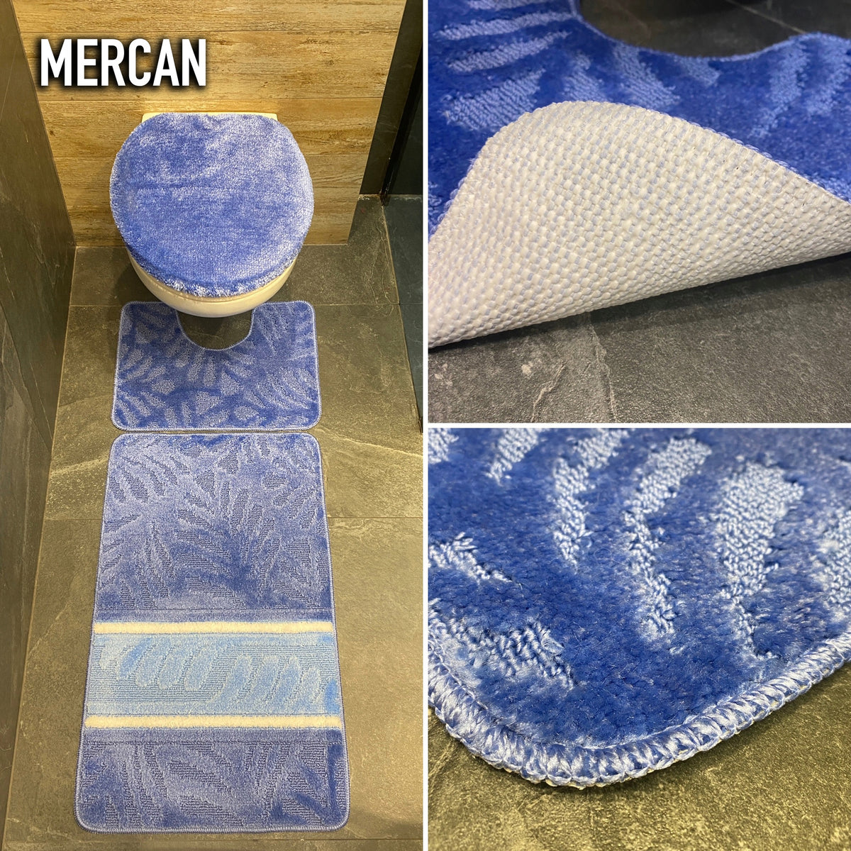Set of 3-Piece Bathroom Rug Rubberized Soft Non-Slip Manufacturer code Dywaniki łazienkowe 3-częściowe