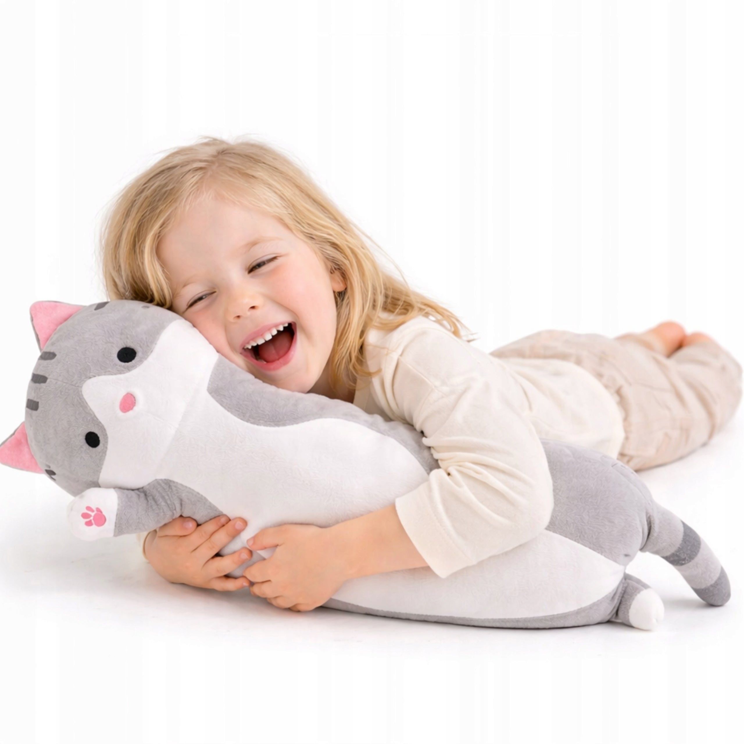 Set of 3 Plush Plush Toys Cat Pillow Brown, Pink, Grey 50 cm Brand Drobiazgarnia