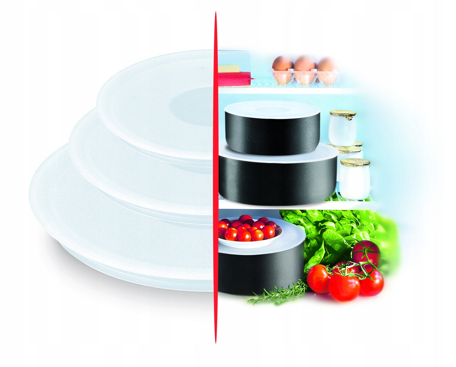 Set of 3 TEFAL Ingenio lids for saucepans L9019222 Manufacturer code L9019222