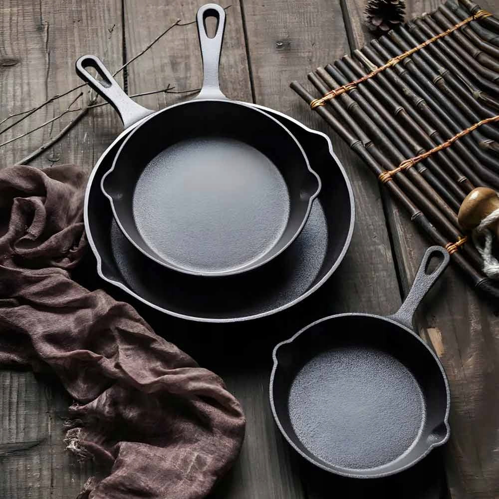 Set of 3 cast iron pans 16 / 20 / 25cm induction heavy KRISBERG KS-2573 Brand Krisberg