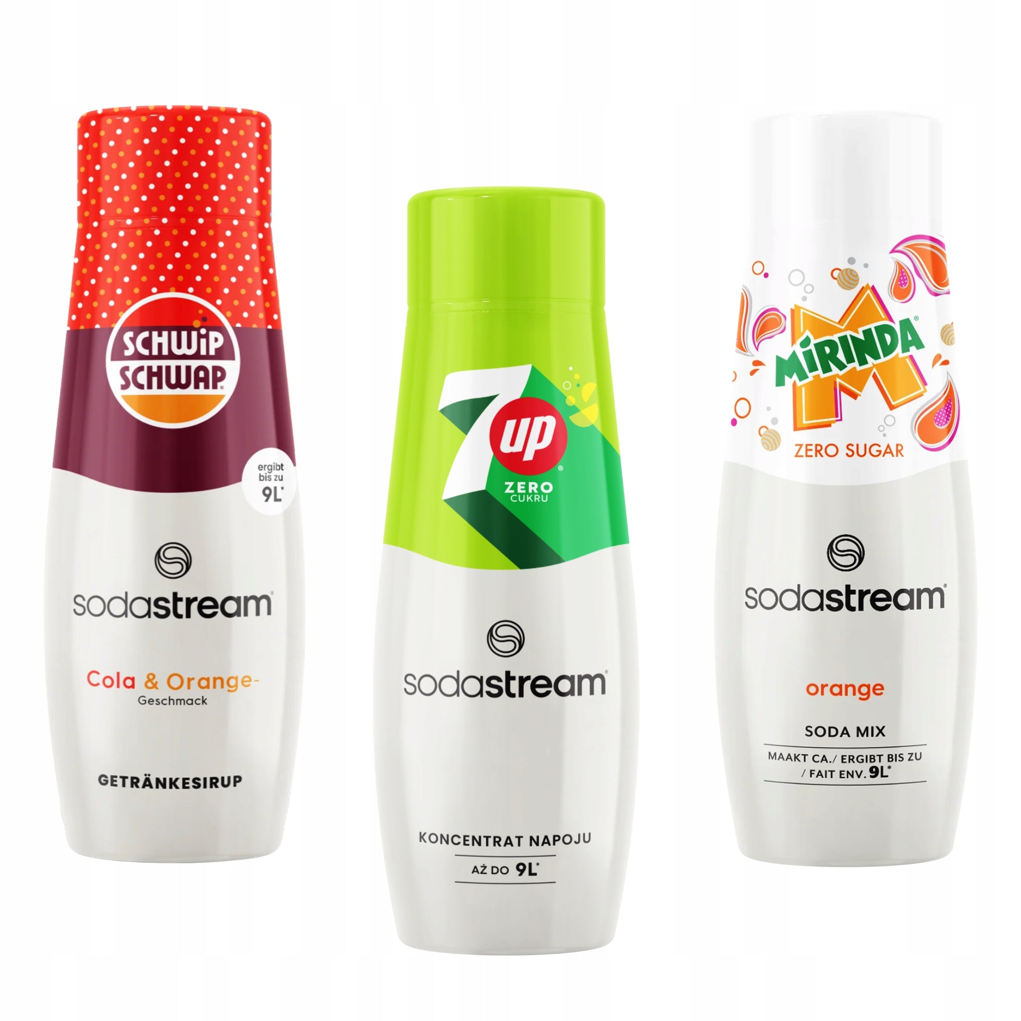Set of 3 concentrates Sodastream Schwip Schwap + 7up Free + Mirinda Zero
