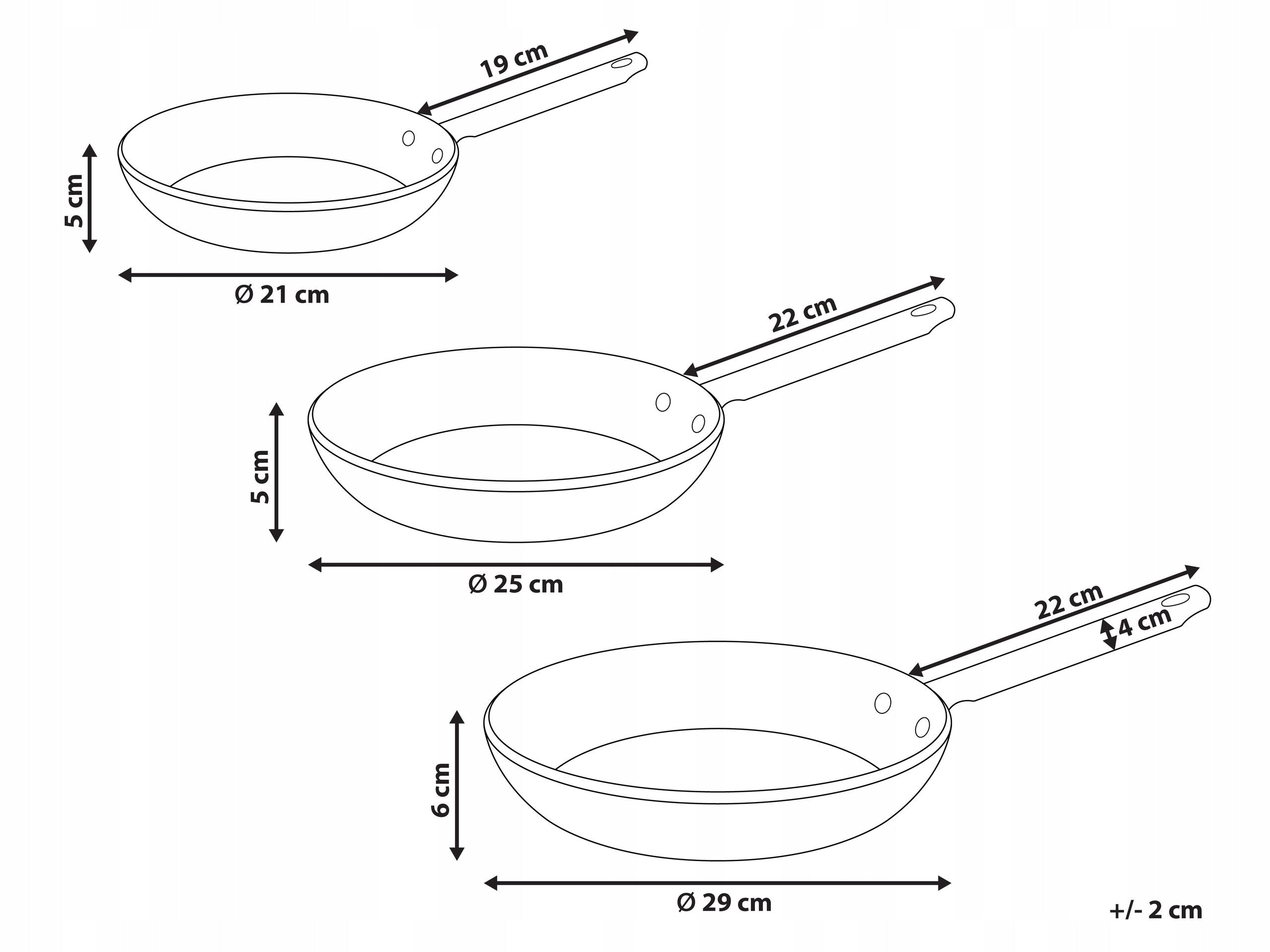 Set of 3 pans with ceramic coating broken white Brand Beliani