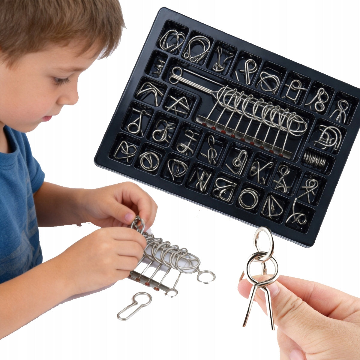 Set of 30 Metal Puzzles – Puzzle Games, Traditional Metal Rings