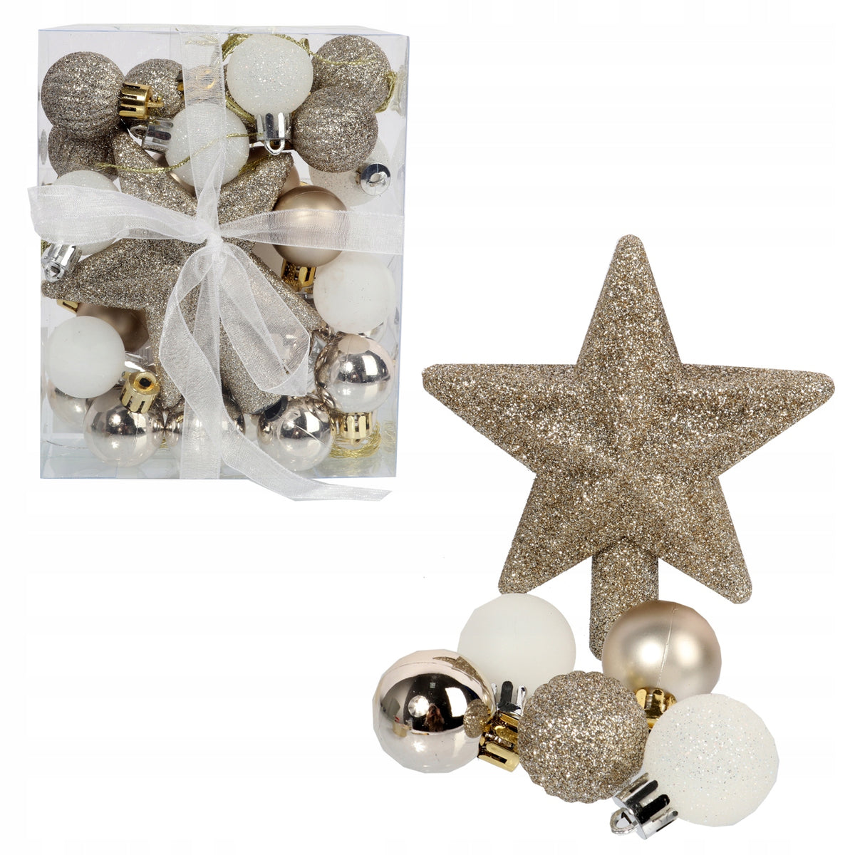 Set of 30 baubles with the tip of the star gold
