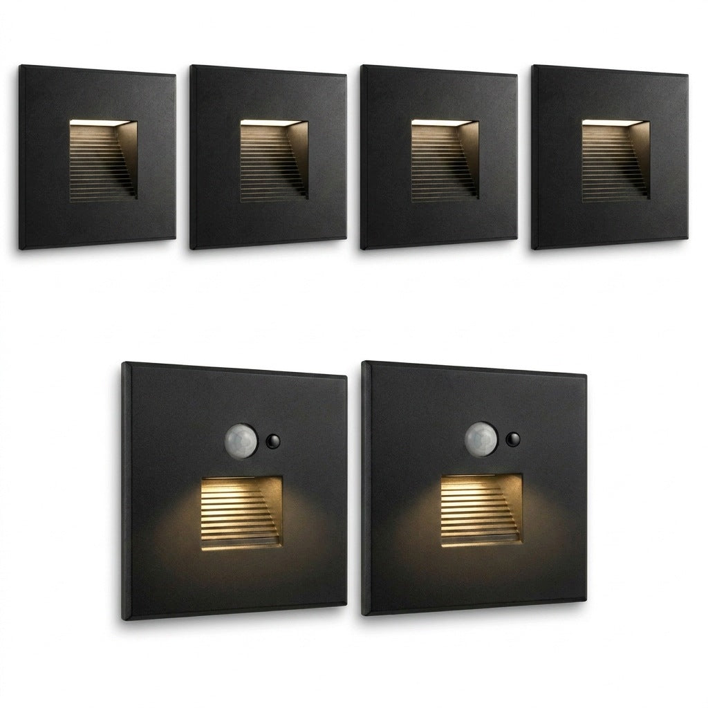 Set of 4+2 LED Stair Fixtures 230V Aluminum BLACK | 3000k/4000k/6000k