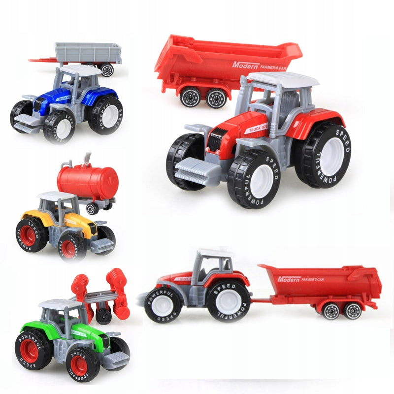 Set of 4 Tractors with Machines Metal Body Farmer Farm Brand NORIMPEX