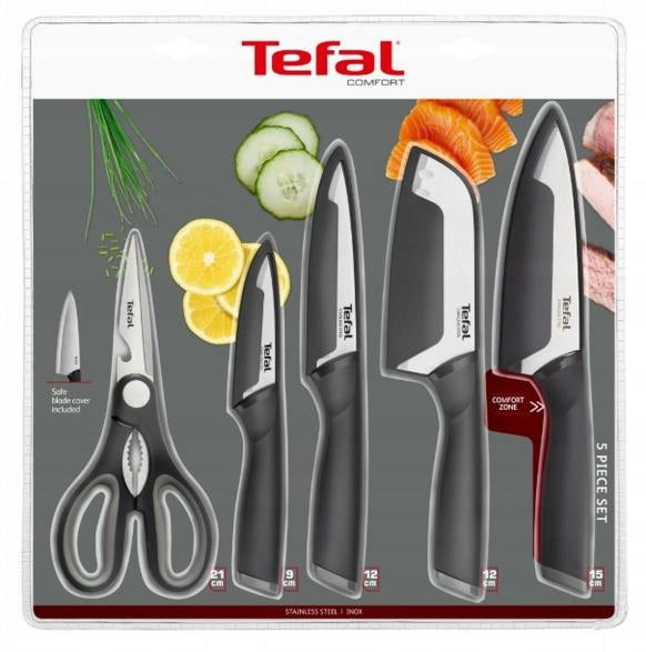 Set of 4 kitchen knives TEFAL Comfort + kitchen scissors K2215S55 Brand Tefal