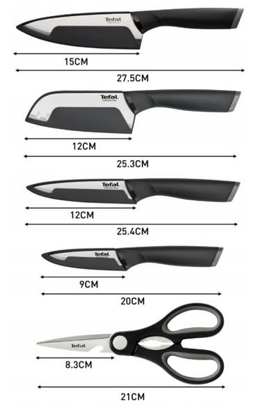 Set of 4 kitchen knives TEFAL Comfort + kitchen scissors K2215S55 Packaging status original