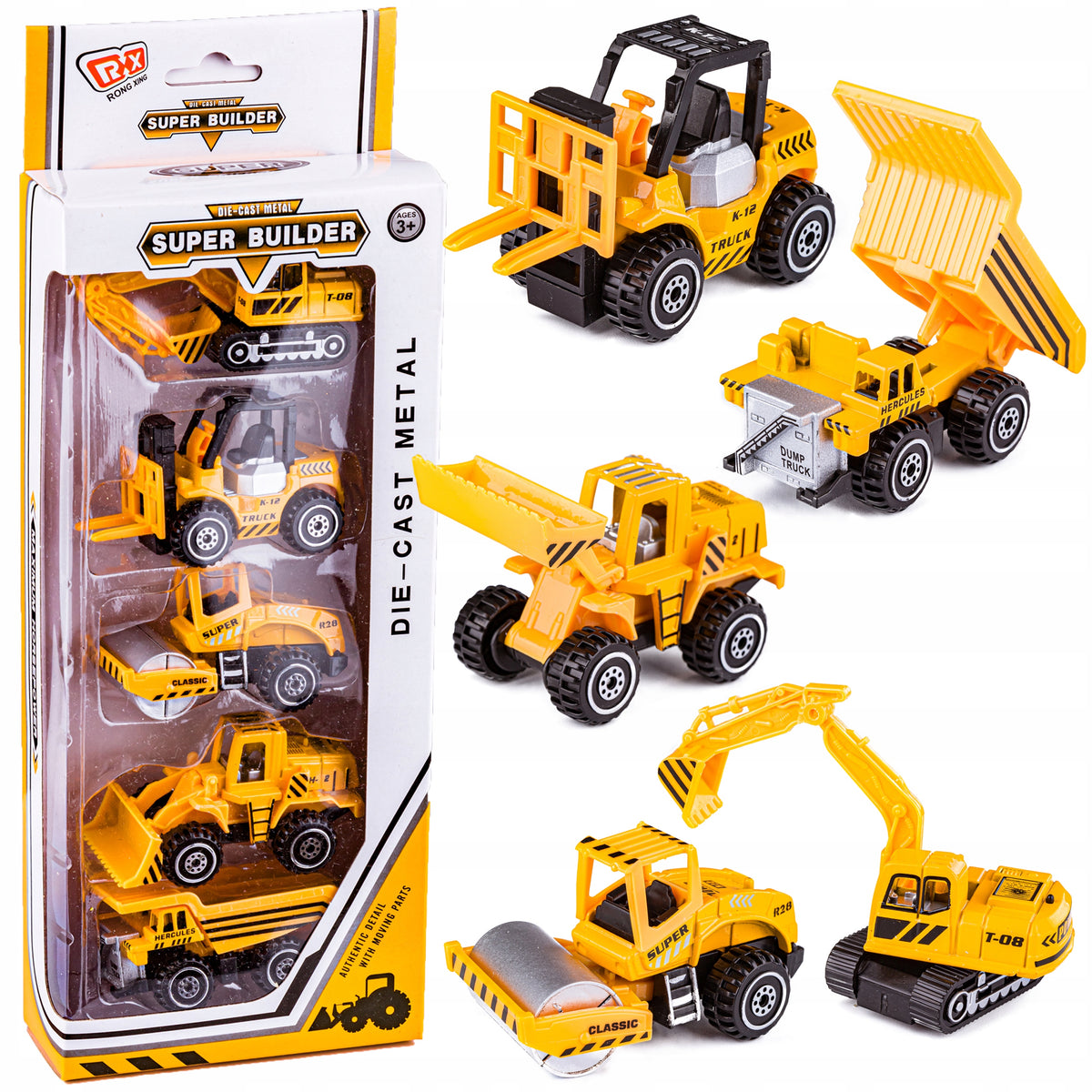 Set of 5 Construction Vehicles Metal Construction Vehicles Cars Resoraki