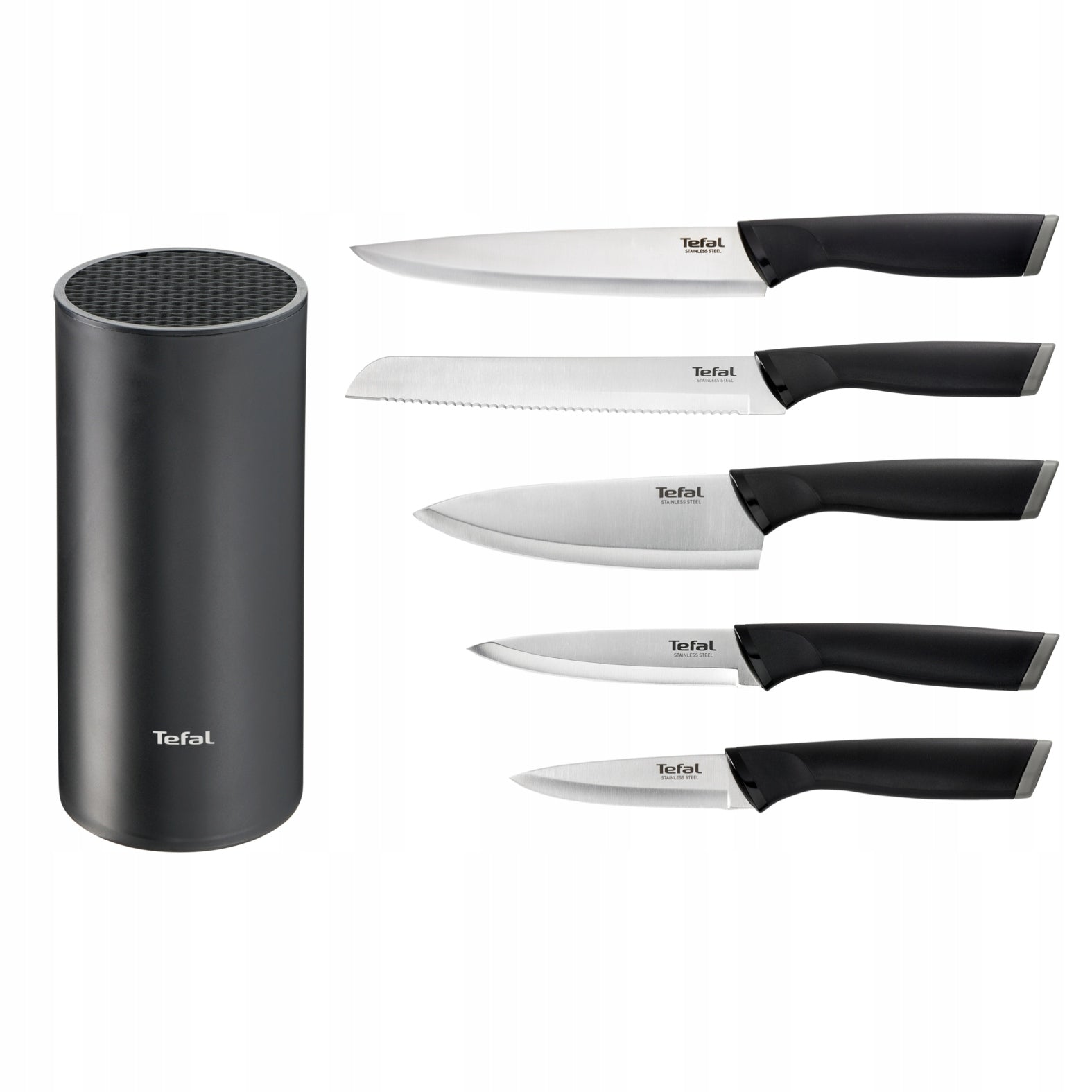 Set of 5 kitchen knives TEFAL Comfort + block stainless steel 6 elements