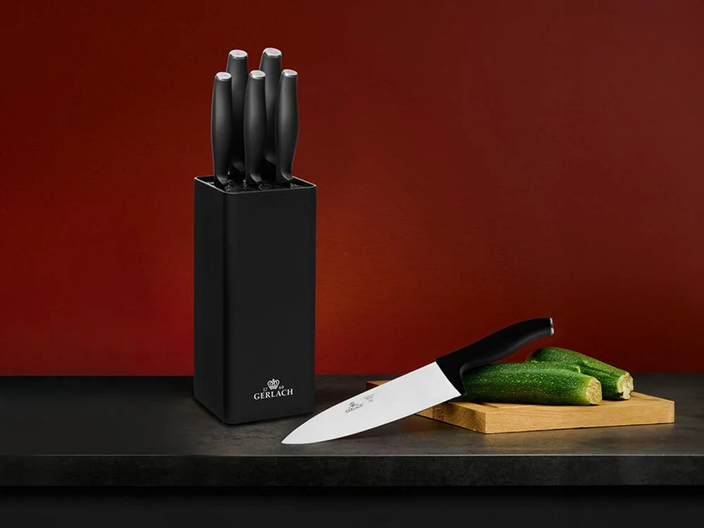 Set of 5 kitchen knives in black block steel CHEF'S KNIFE Gerlach Comfort Manufacturer code COMFORT KPL. 5-SZT