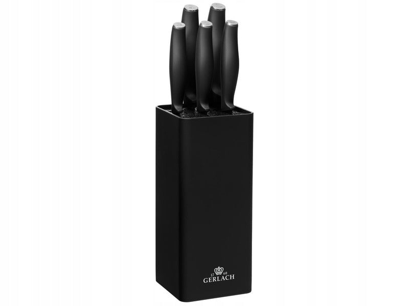 Set of 5 kitchen knives in black block steel CHEF'S KNIFE Gerlach Comfort Packaging status original