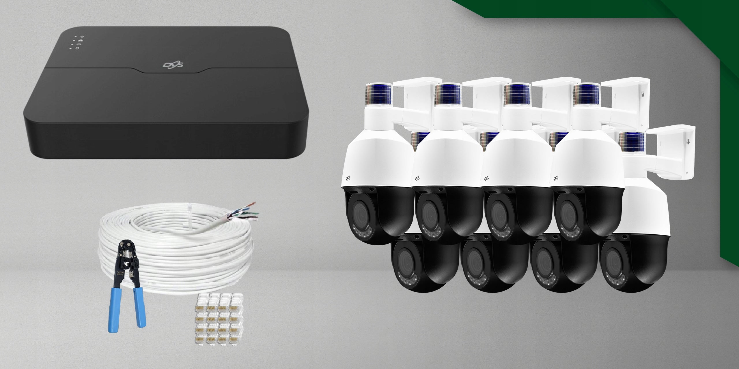 Set of 8 rotary cameras for home monitoring 5Mpx IP PoE DVS SMART AI zoom Packaging status original