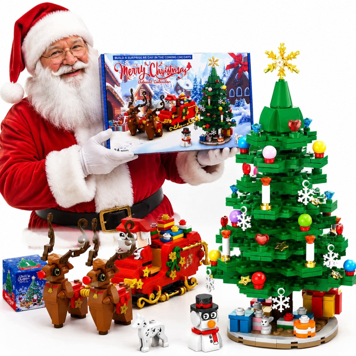 Set of Advent blocks for Christmas, 24 days