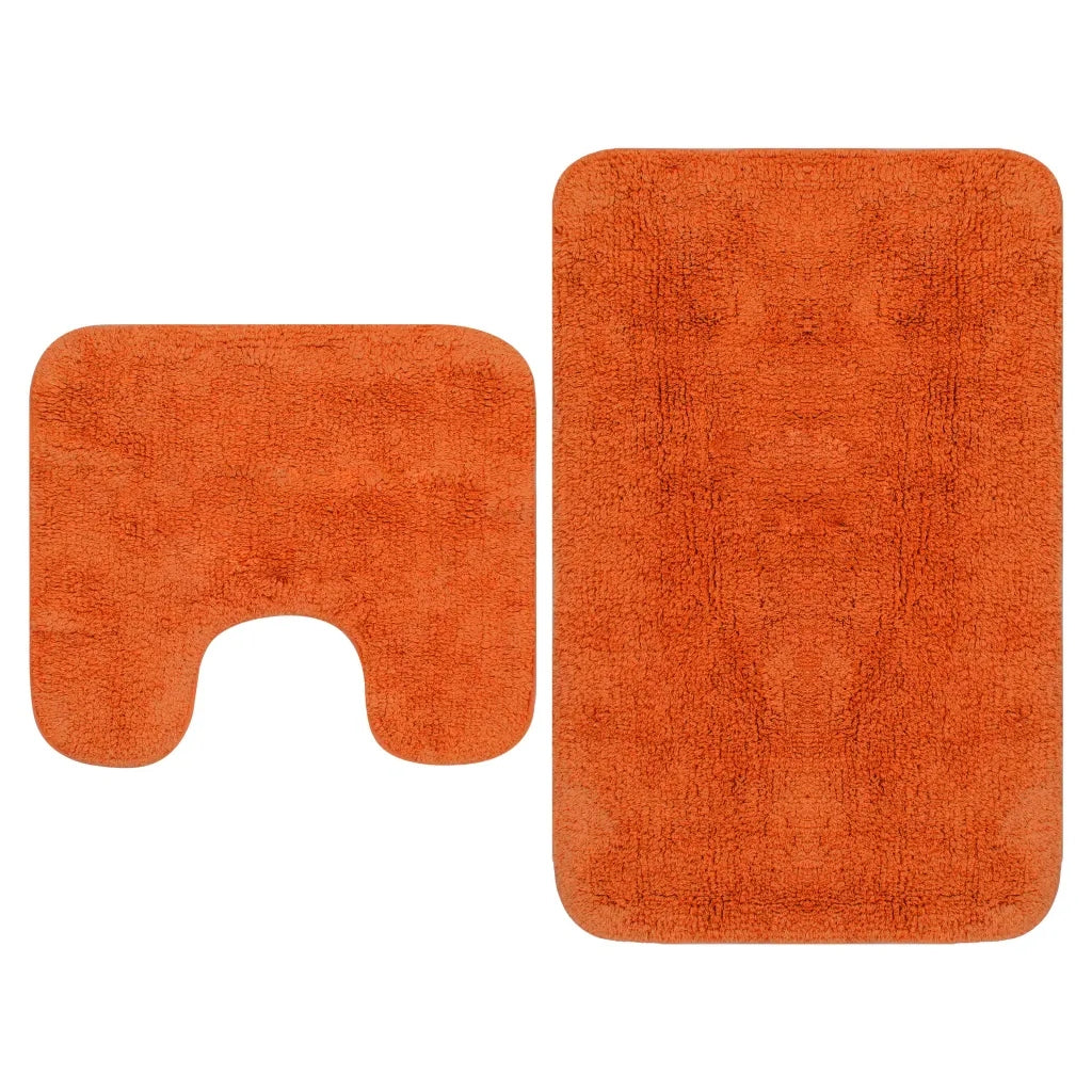 Set of Bathroom Rugs Cotton Orange 63x93cm, 44x52cm