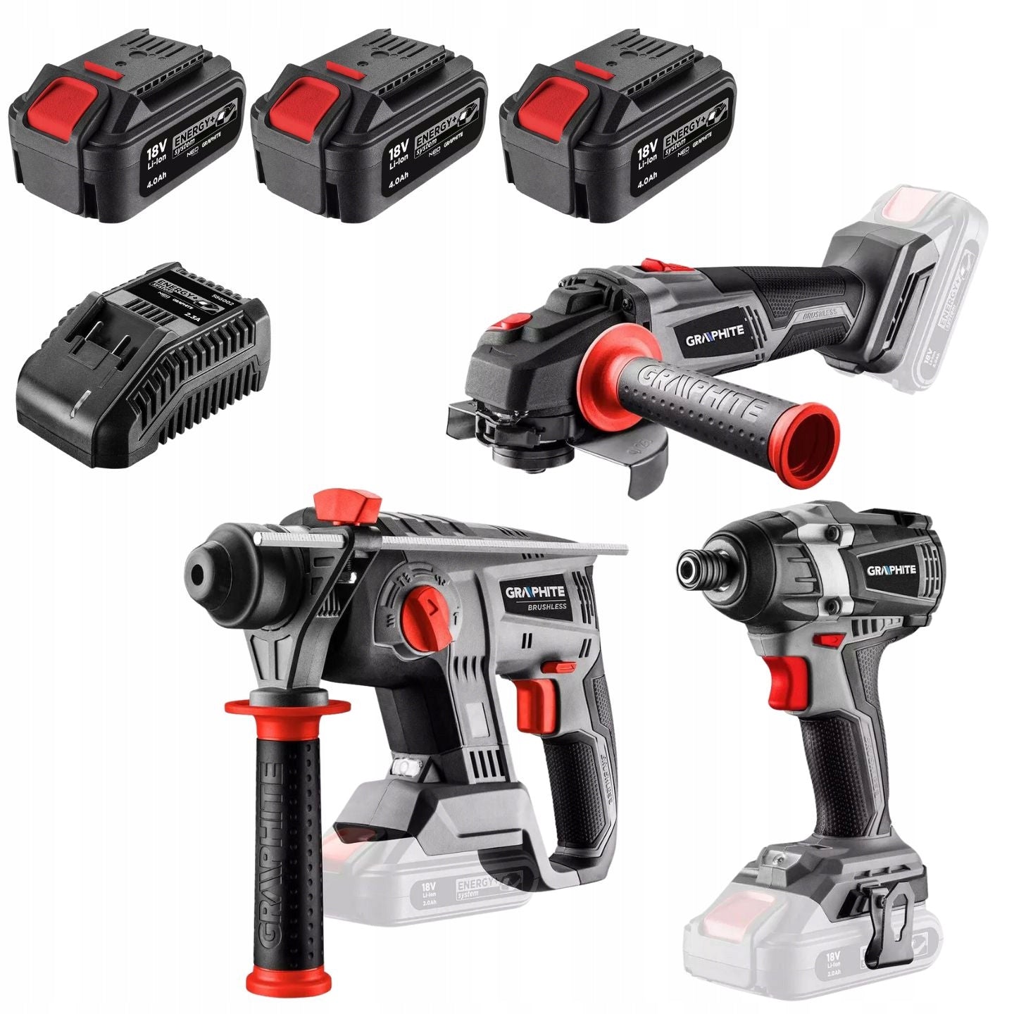 Set of Brushless Power Tools 18V GRAPHITE Energy+