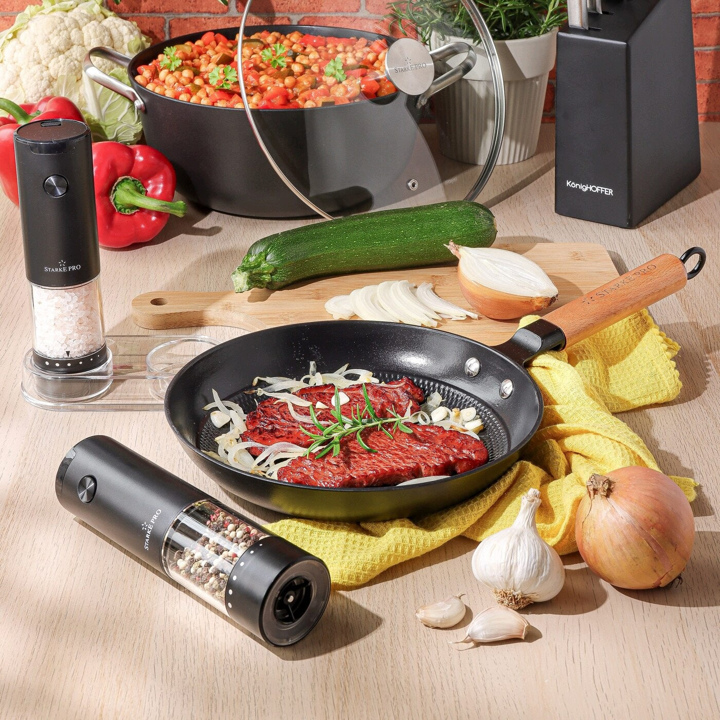 Set of CAST IRON CERAMIC PANS Induction Starke Pro Hanoi 20/24/28cm Brand Starke Pro