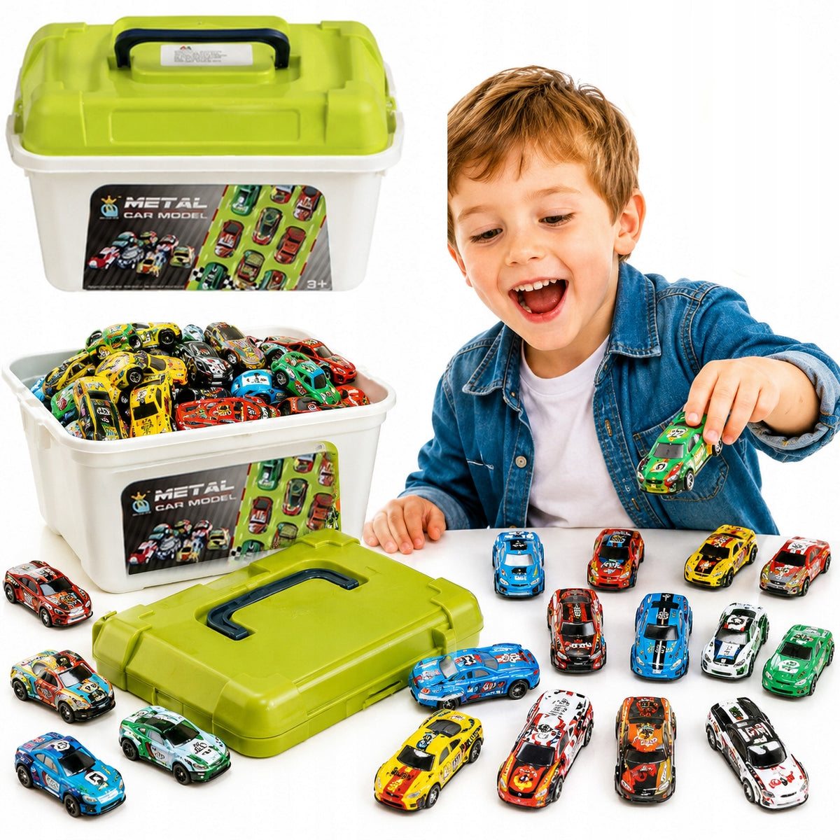 Set of Cars Pull Back Racing Cars 40 pcs Suitcase