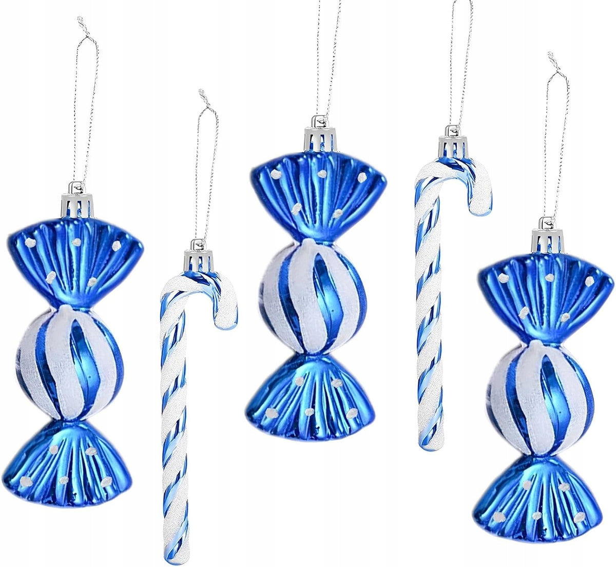 Set of Christmas tree candy baubles 18pcs cute Christmas tree ornaments blue