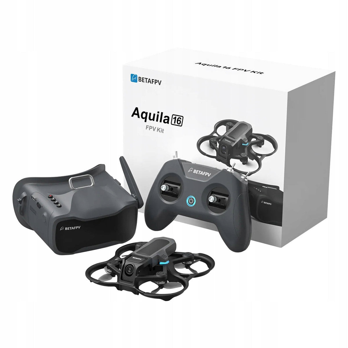 Set of Drone BetaFPV Aquila16 Kit Goggles Camera Range 200 m 3 Batteries