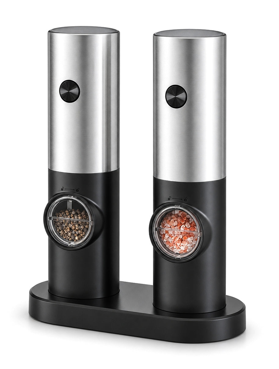 Set of Electric Grinders Pepper Salt Grinder Spice Stand