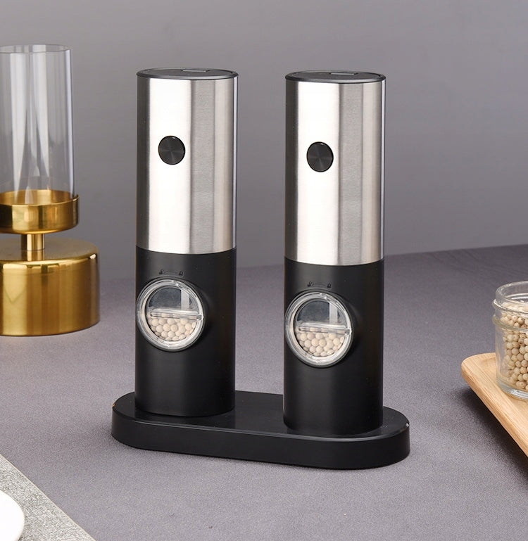 Set of Electric Pepper Salt Grinders Spice Stand ZM-SC1 Silver Manufacturer code HG222011