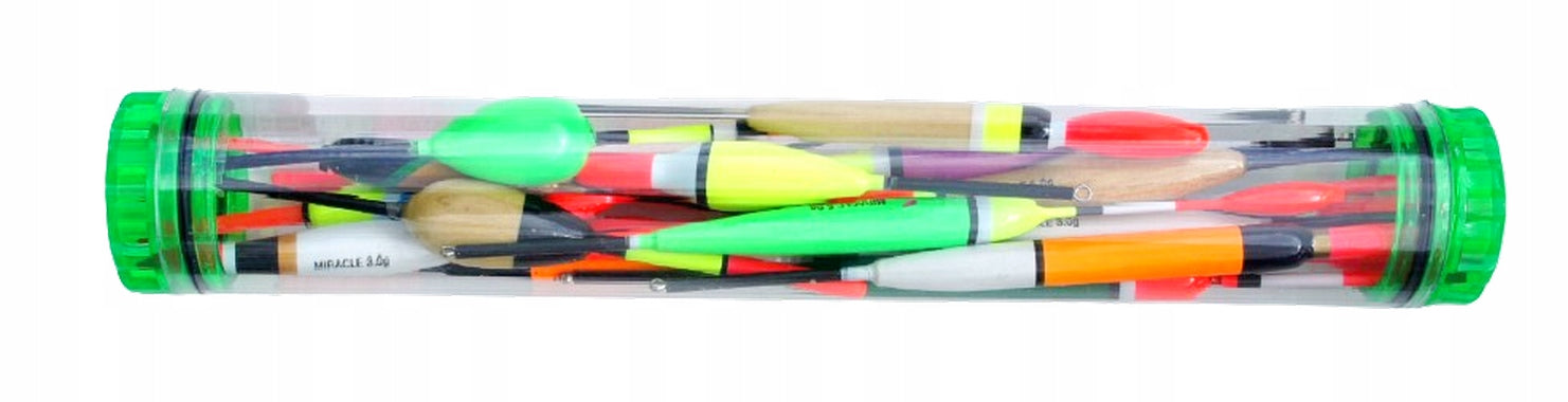 Set of Floats 20 pcs + Tube Universal Fishing Set Manufacturer code ZESTAW SPŁAWIKI PRZELOTOWE 20 szt + tuba