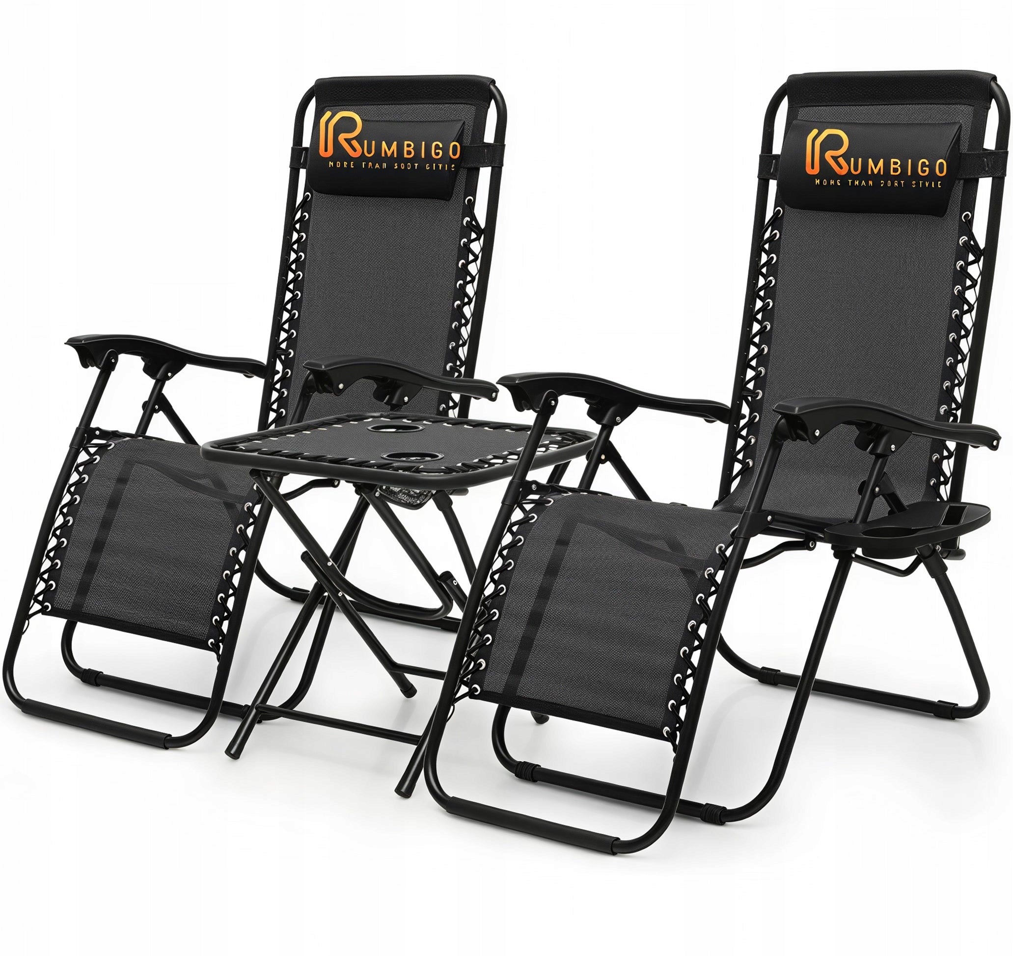 Set of Garden Loungers RUMBIGO with Gravity Table Zero Gravity Brand Rumbigo