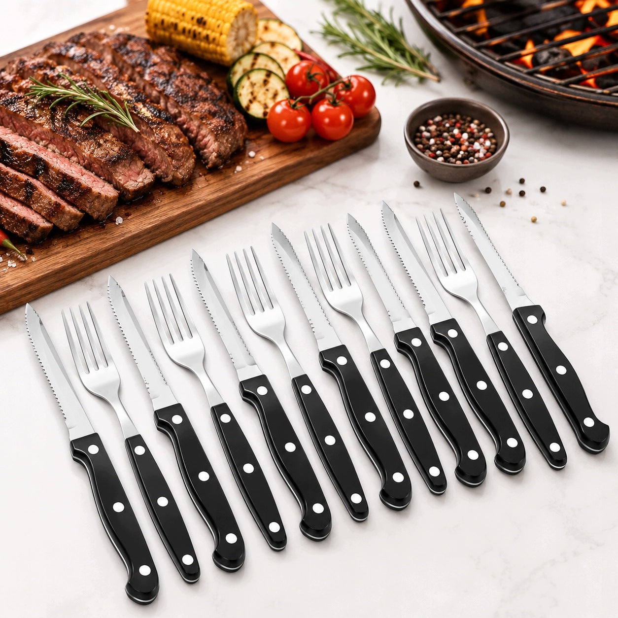Set of Grill Cutlery Rossner Austria – 12 Elements for Steaks and Grill Packaging status original