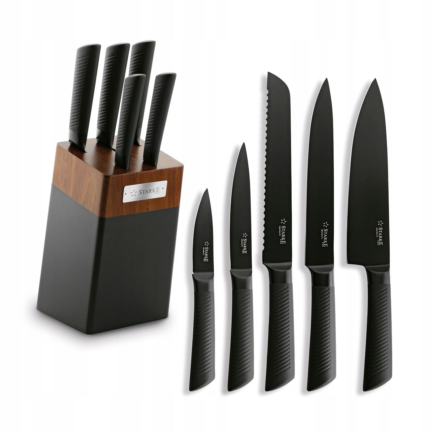 Set of Kitchen Knives in WOODEN Stand SOLID Starke Pro Taylor 6 el