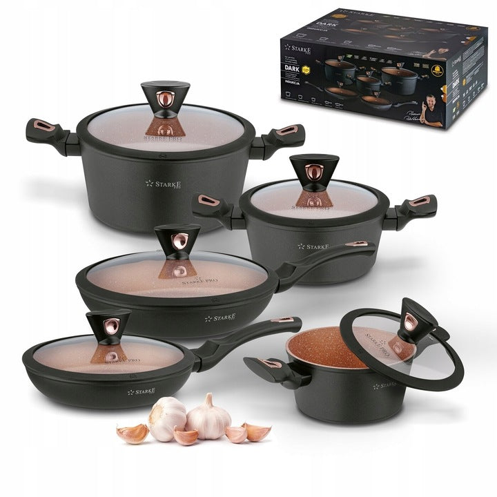 Puodų rinkinys Starke Pro, Dark Copper, 10dalių