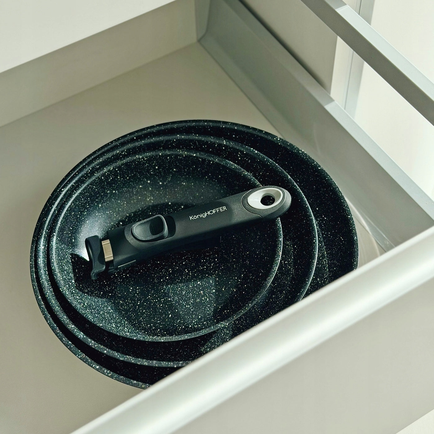 Set of PANS 3x Detachable HANDLE INDUCTION GAS Konighoffer Colate 20x24x28 Brand Konighoffer