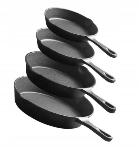 Set of PANS 4x HEAVY CAST IRON PAN 30, 25, 20, 16 cm. INDUCTION GAS Brand Krisberg