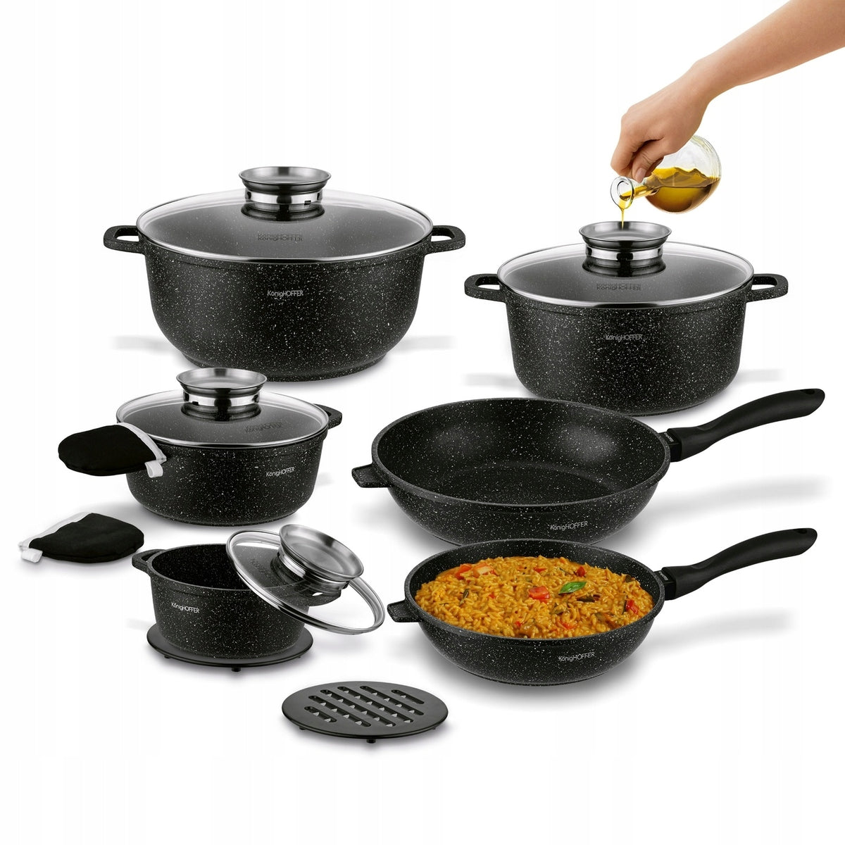 Set of POTS 2x Marble PAN CAST Set Konighoffer Pollo 14