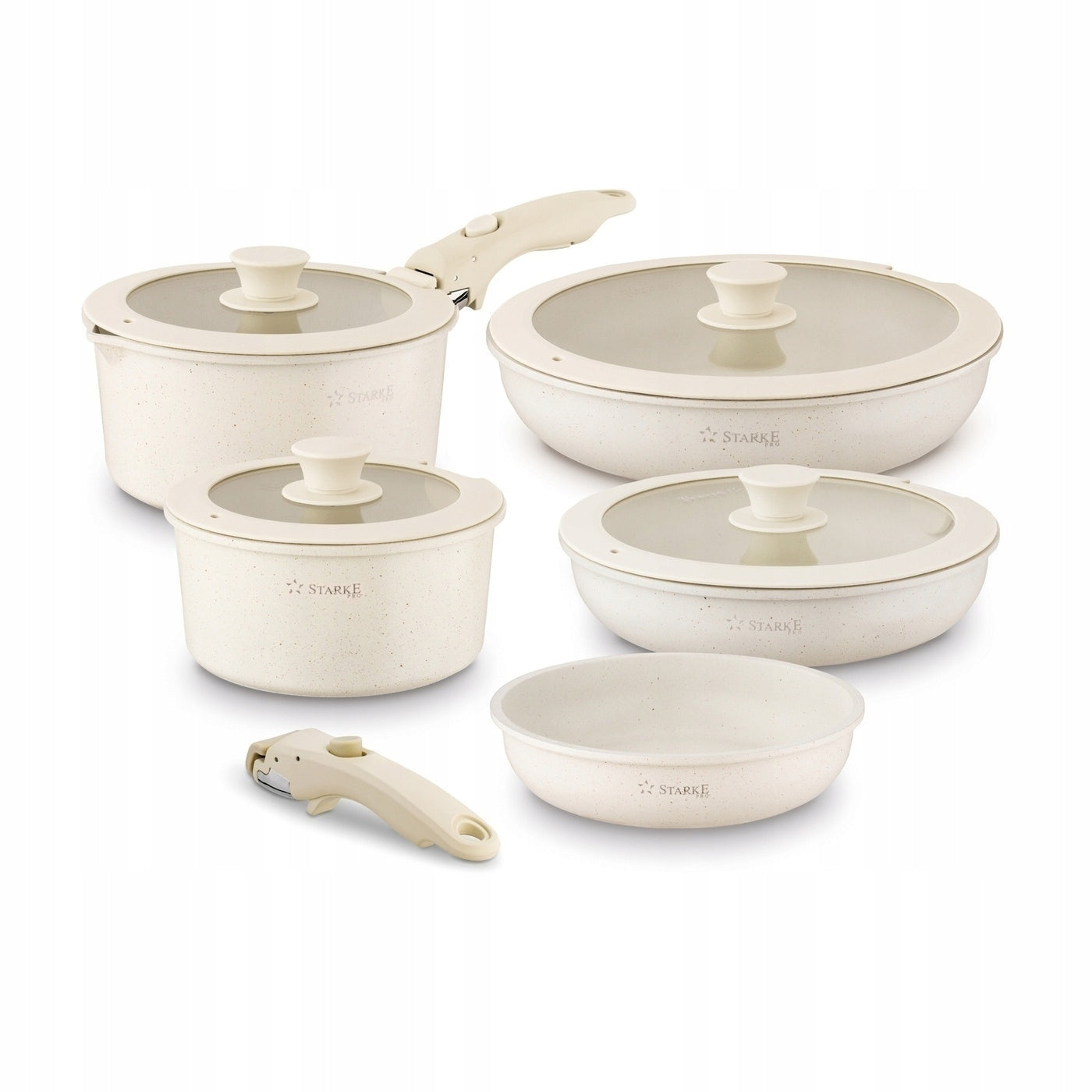 Set of POTS REMOVABLE HANDLES Starke Pro Compacti Cream 11 el Material aluminum