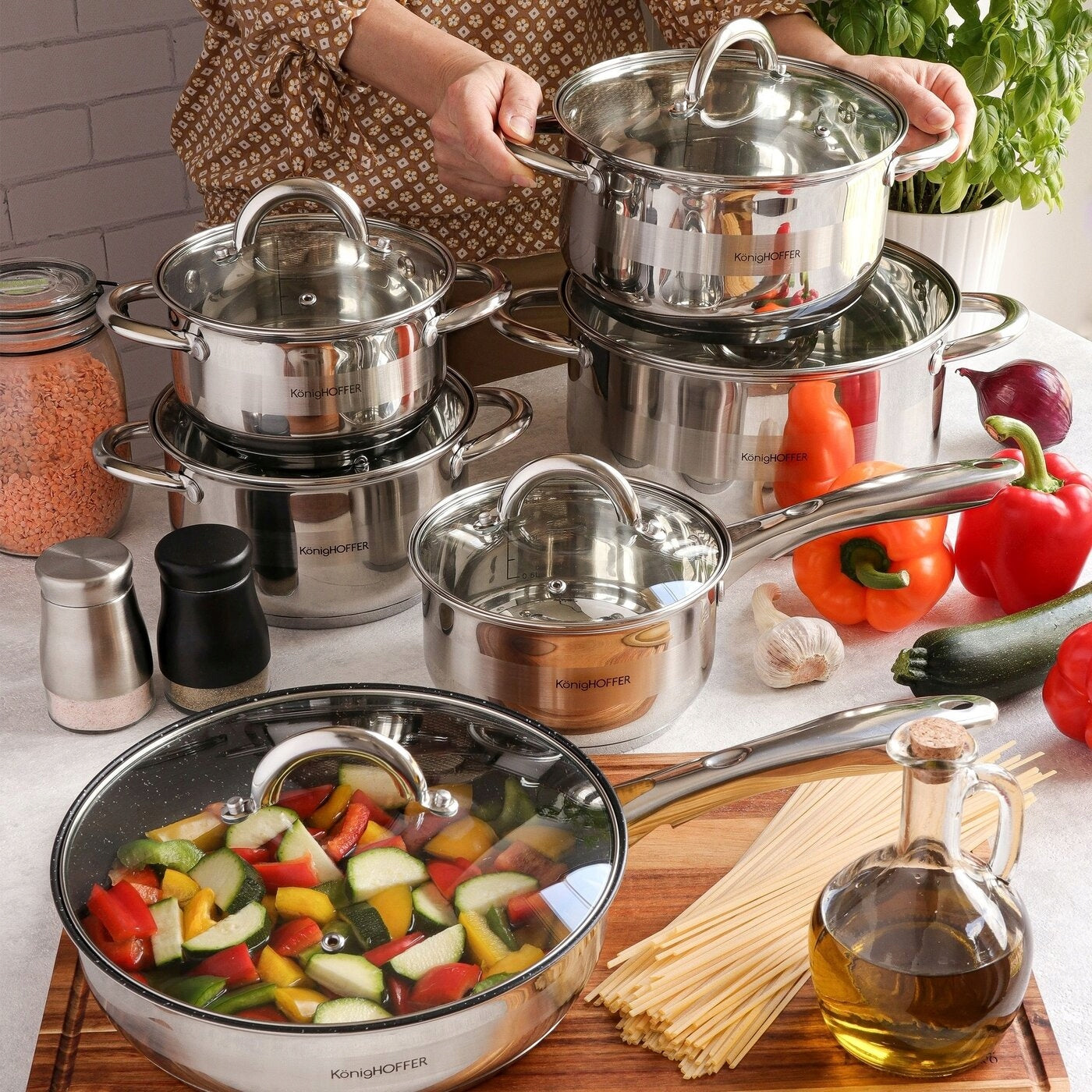 Set of POTS Rondel Pan LID INDUCTION Gas Konighoffer Faro 12 el Material stainless steel
