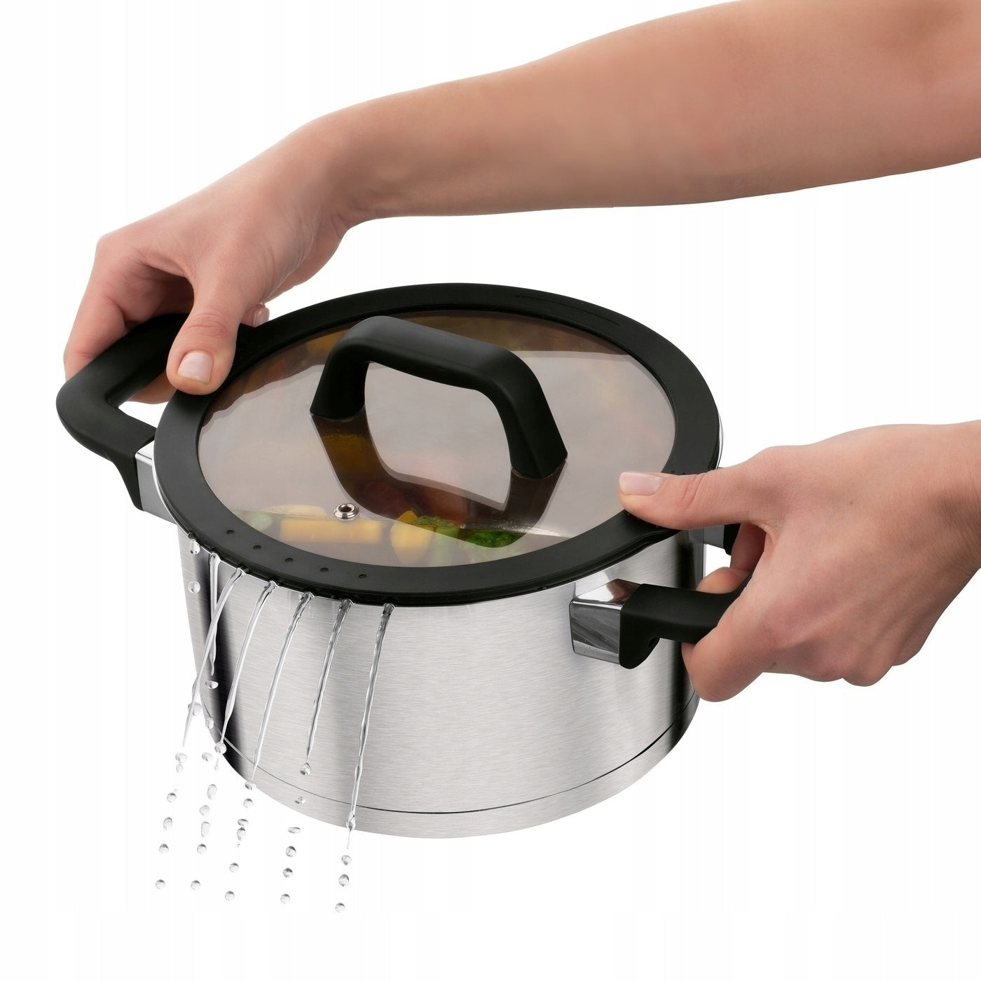 Set of POTS with Lids INDUCTION Gas Set Starke Pro Rigor 8 el Color silver
