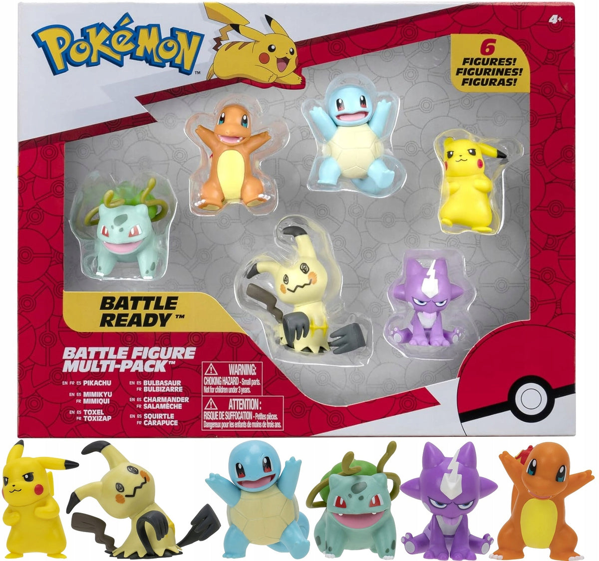 Set of Pokémon 6 figures BATTLE READY MULTI-PACK Pikachu, Mimikyu, Toxel ..