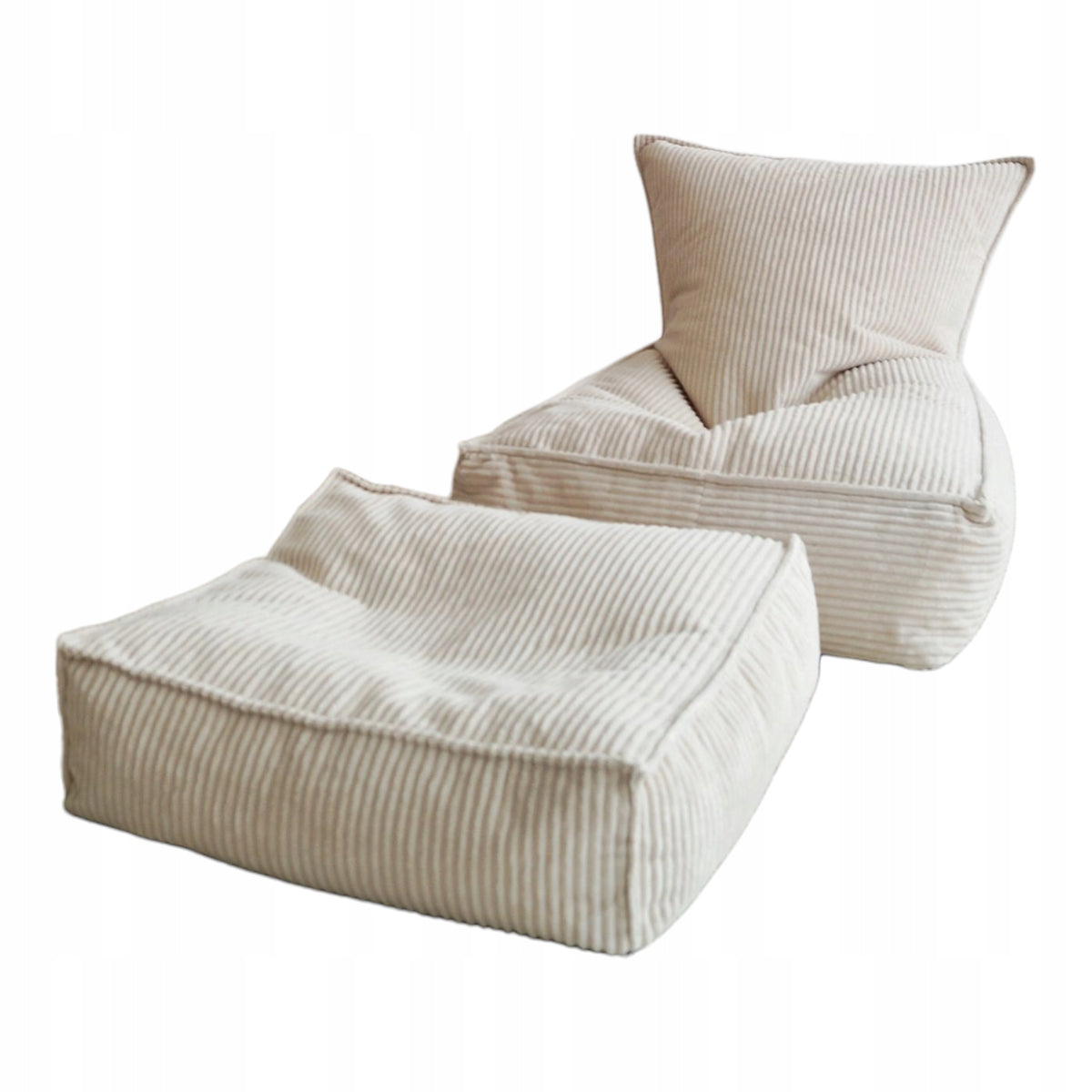 Set of Pouf CORDUROY CREAM – small + large