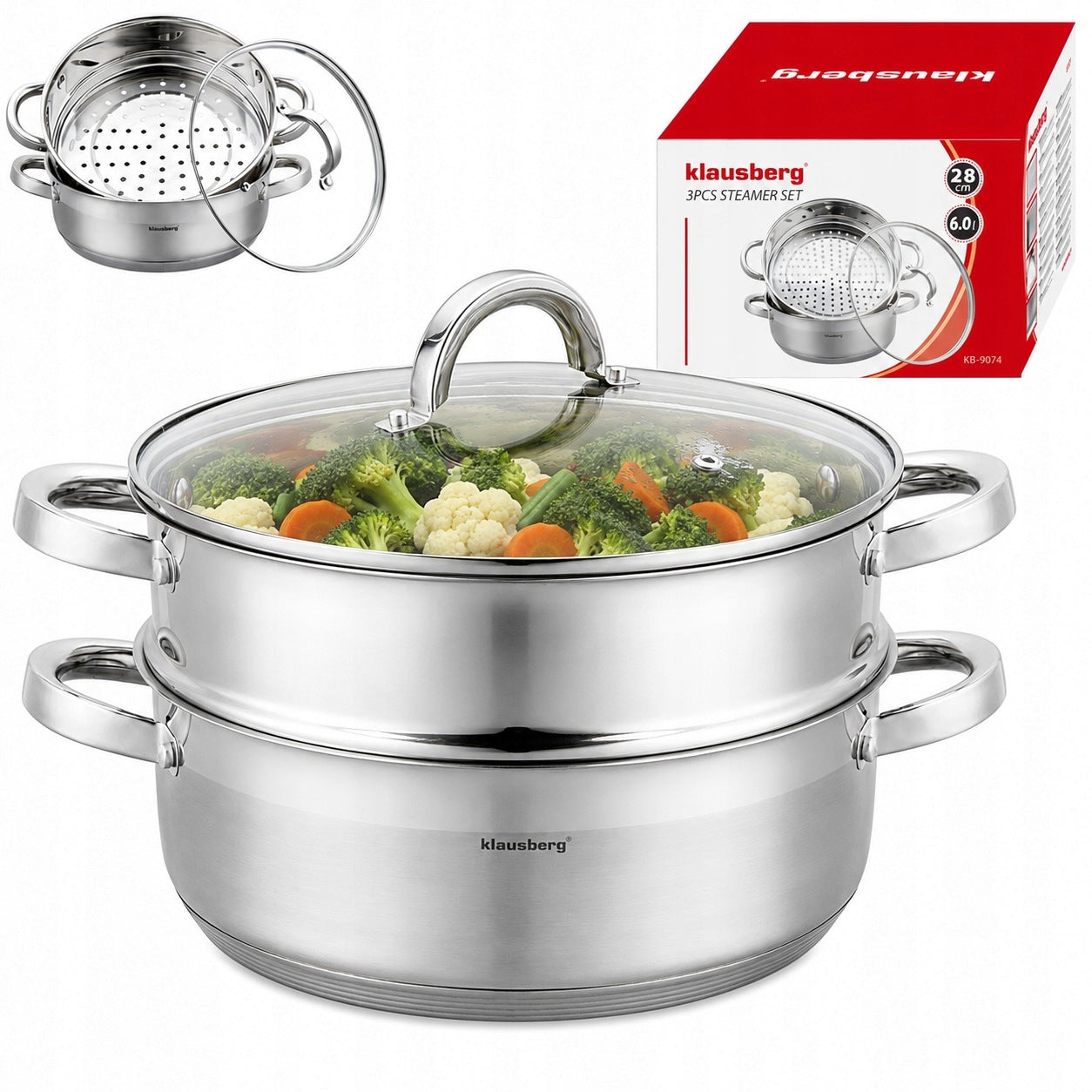 Set of STEAMING POTS 3el. 28cm. Steam POT 6 L Steamer