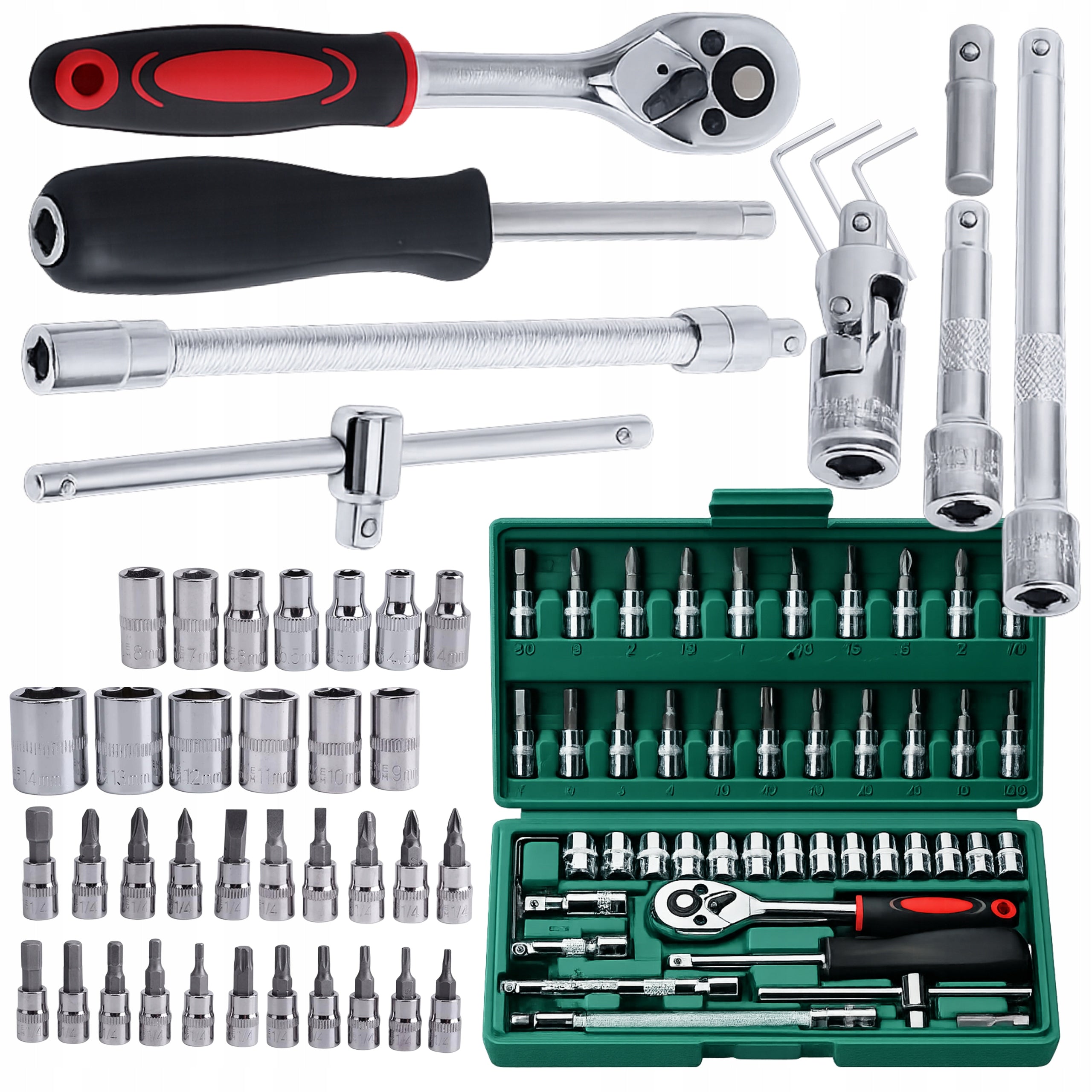 Set of Socket Wrench Tools in Suitcase 46 Elements Ratchet Wrench Packaging status original