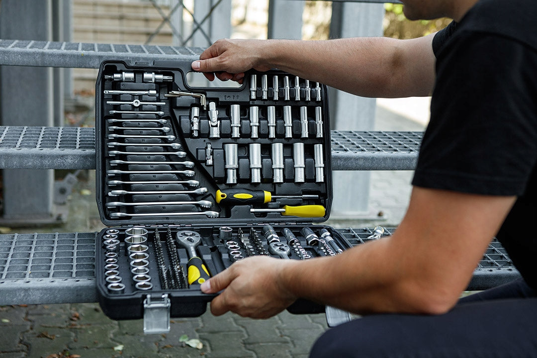 Set of Socket Wrenches Large 219 el. 1/2" 3/8" 1/4" Stainless Steel Suitcase TOPEX Brand TOPEX