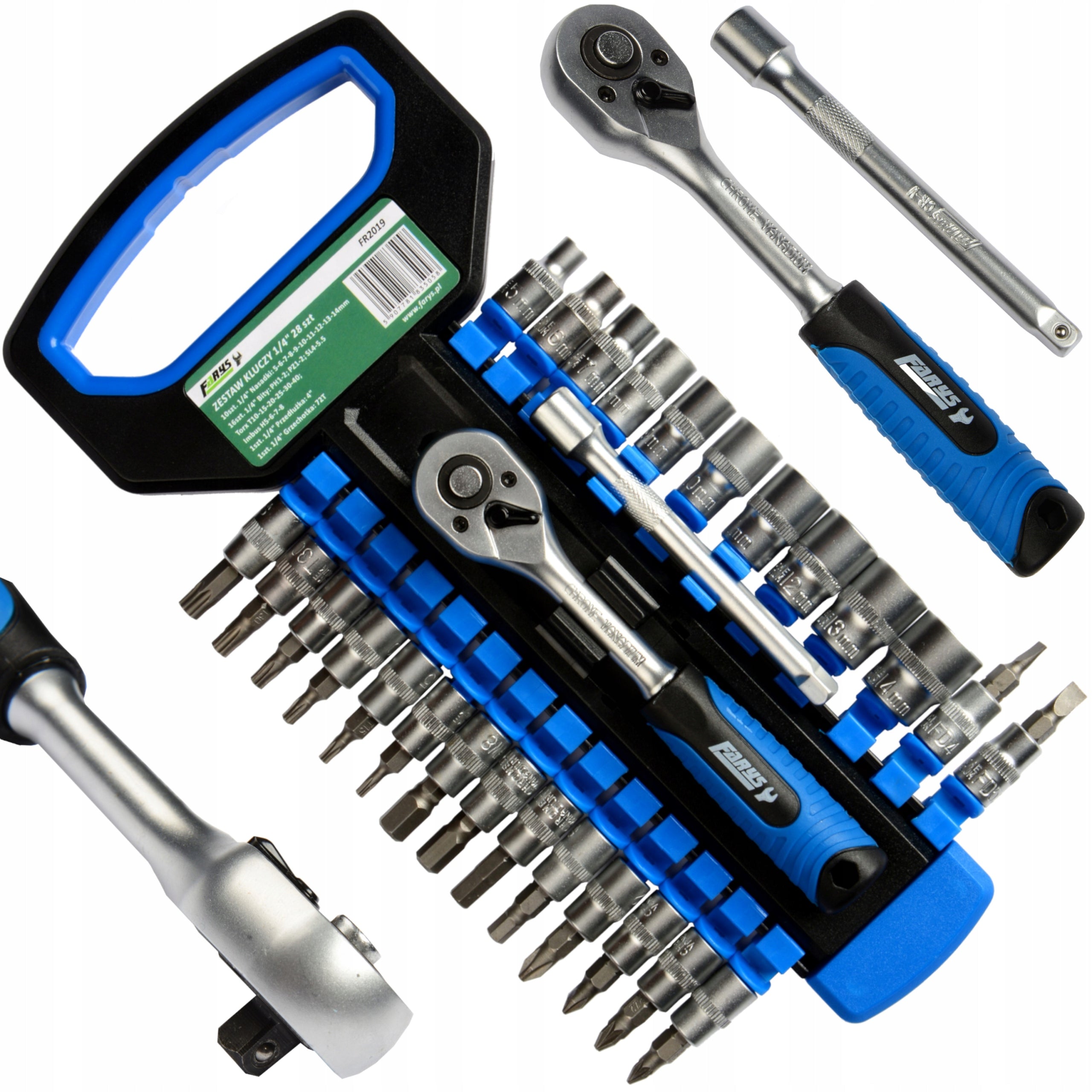 Set of Socket Wrenches Ratchet 1/4'' Torx Imbus 28el Bit Extension.
