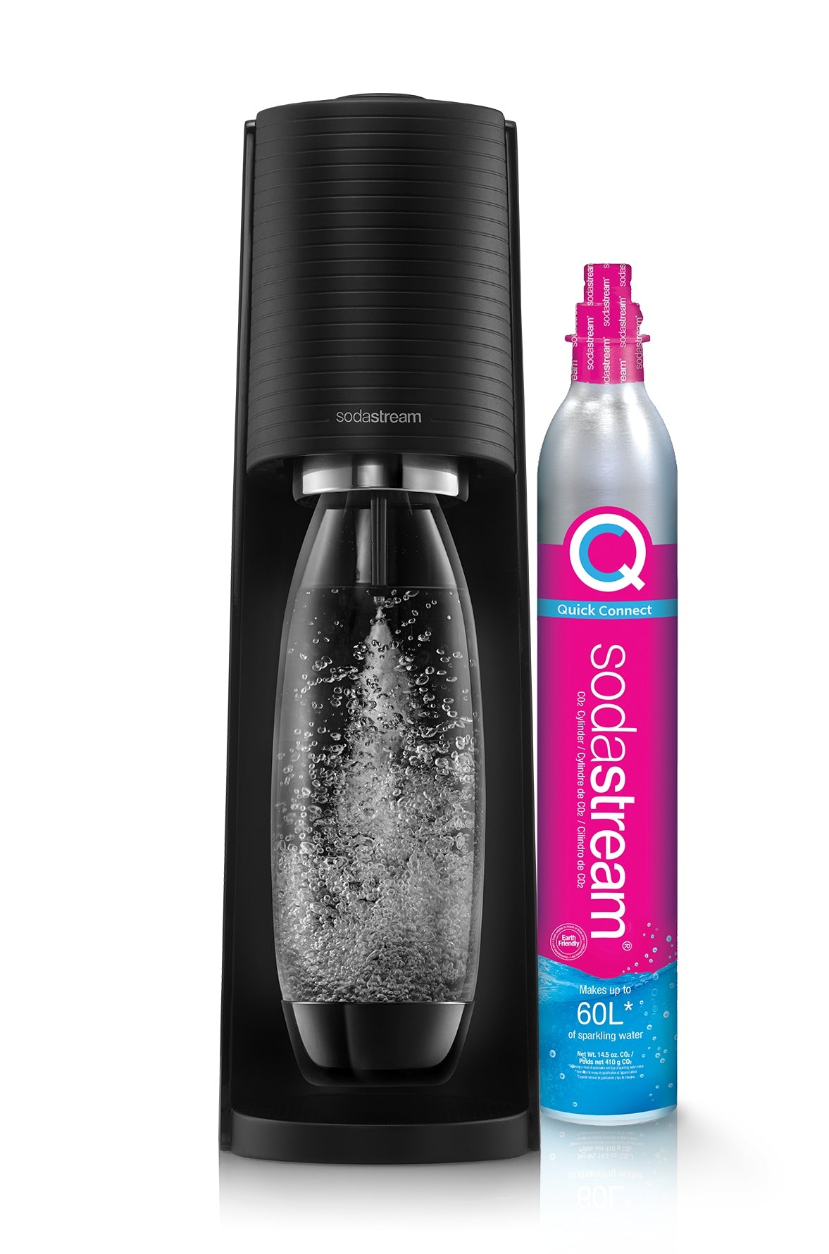 Set of SodaStream Saturator Terra Black +2 bottles Fuse 1L + 2x Syrup Brand SodaStream