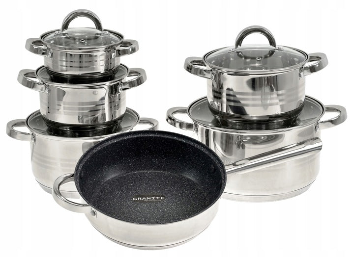 Set of Steel Pots 12 Pcs Pot Pan INDUCTION GAS EAN (GTIN) 5908298001837