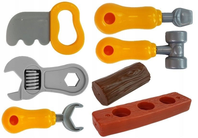 Set of Tools In Backpack Workshop Orange and Grey Color multicolor