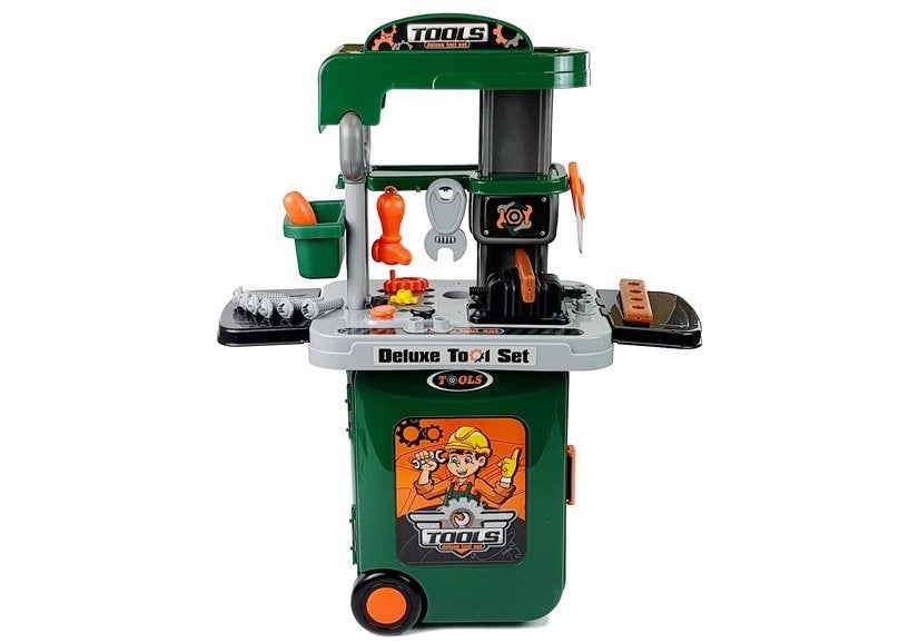 Set of Tools in Suitcase On Wheels Workshop Saw Screwdriver Brand LEAN Toys
