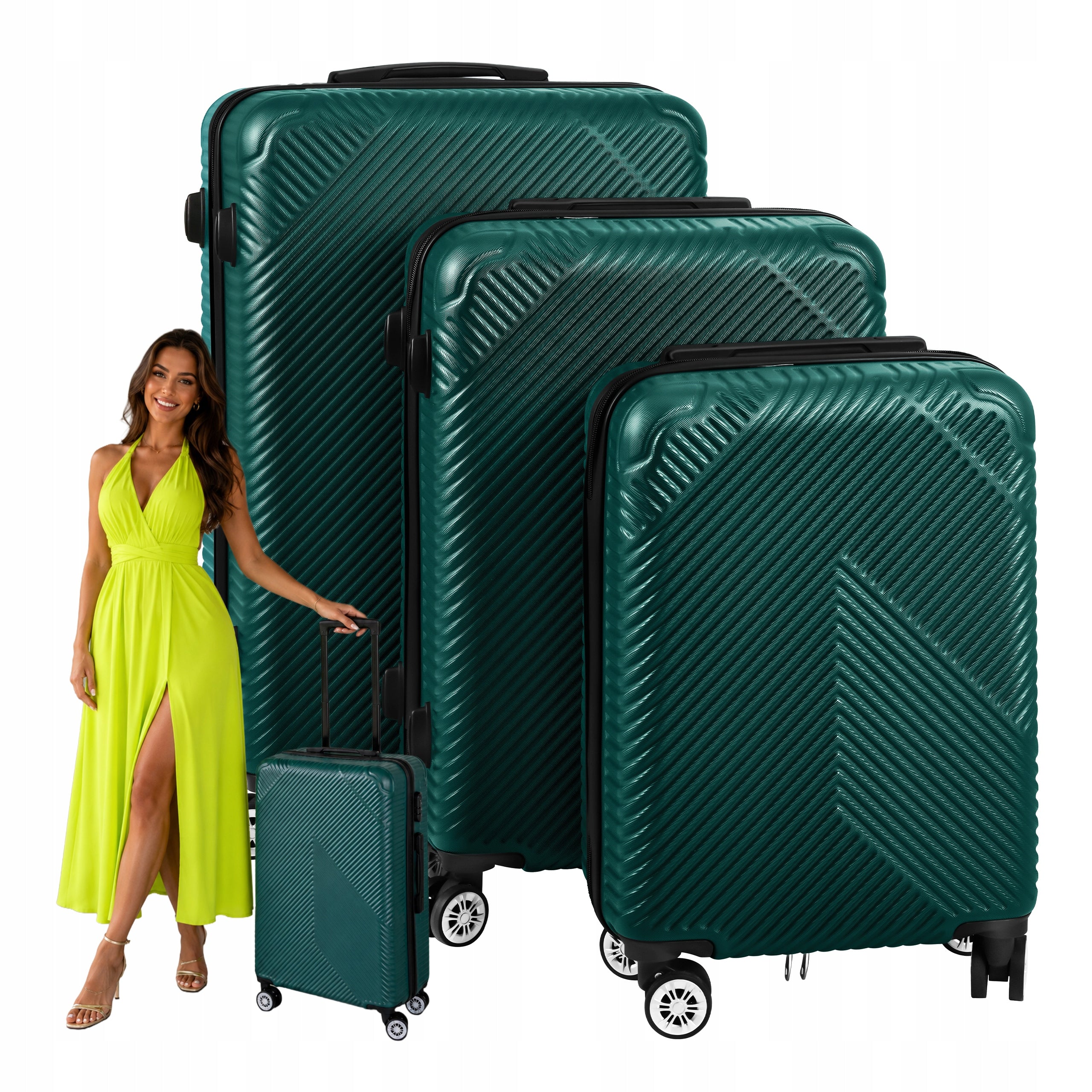 Set of Travel Suitcases 3in1 on Wheels Travel Suitcase Luggage Set