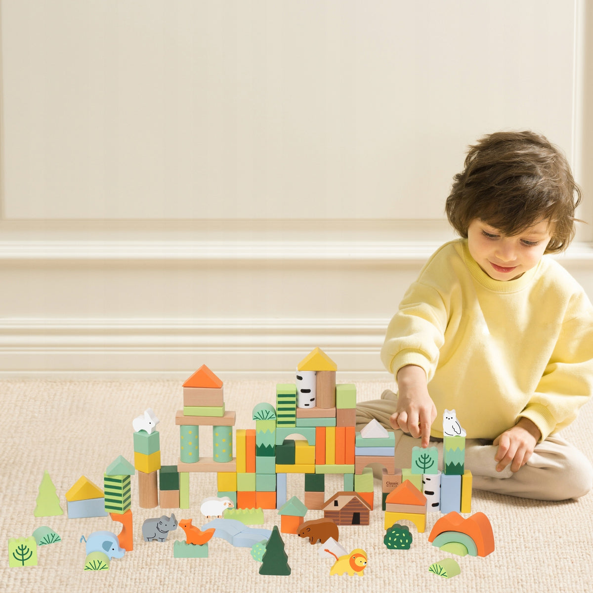 Set of Wooden Blocks Forest World 100 el. Packaging status original