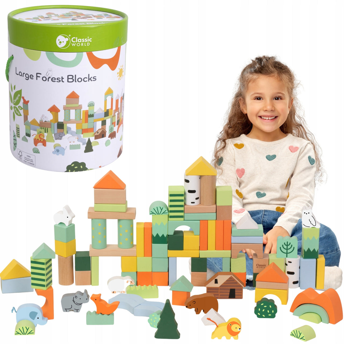 Set of Wooden Blocks Forest World 100 el.